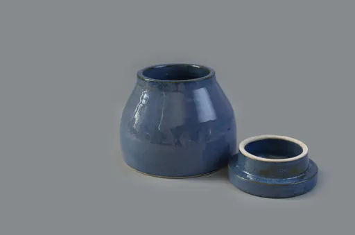 Small blue jar with lid